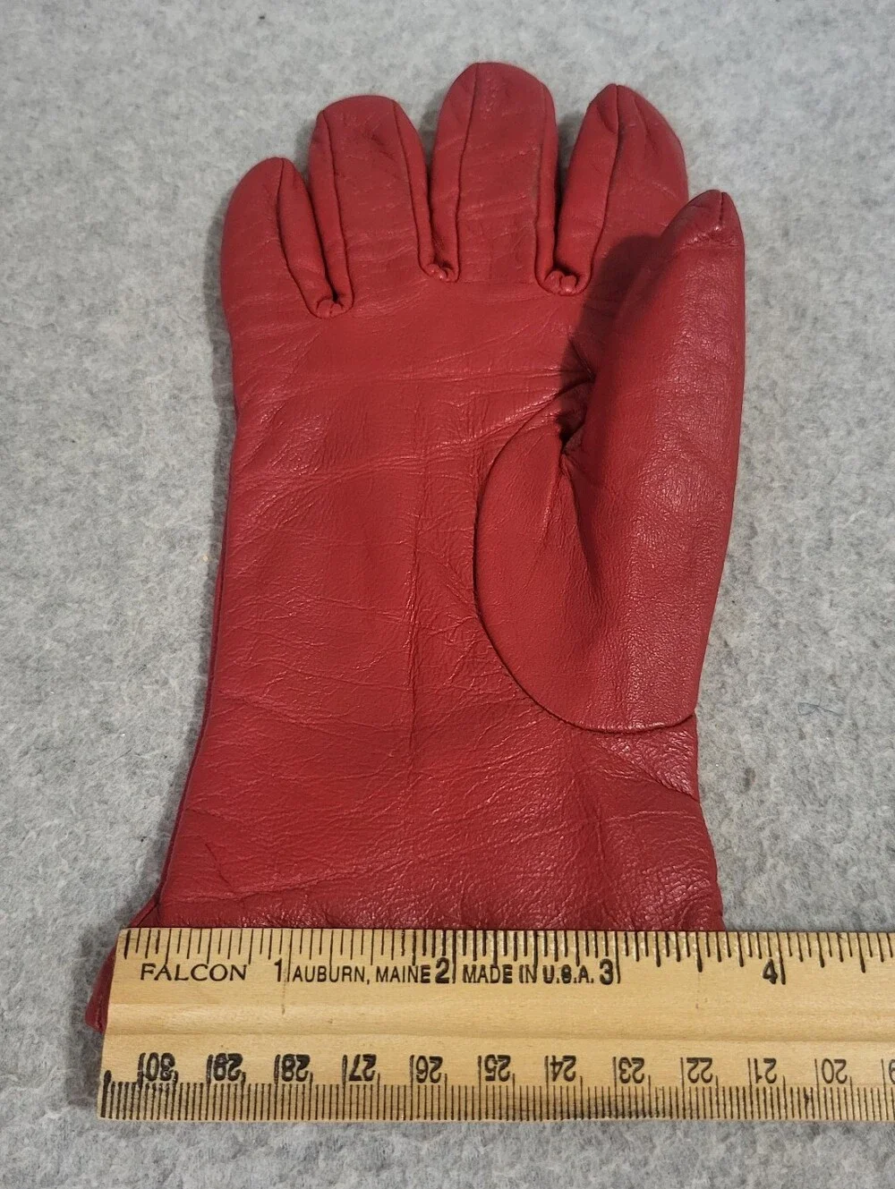 Vintage Red Leather Gloves Women's Size M Winter Driving Lined Retro MCM
